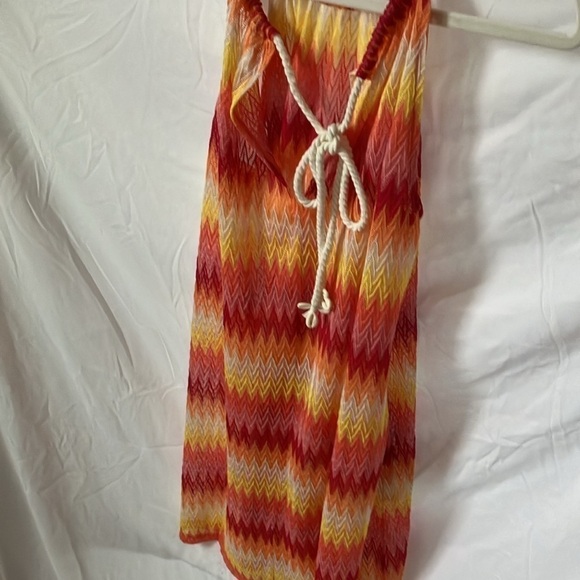 C & C California: Sheer red/orange/yellow beach coverup with pockets- M - Picture 14 of 16
